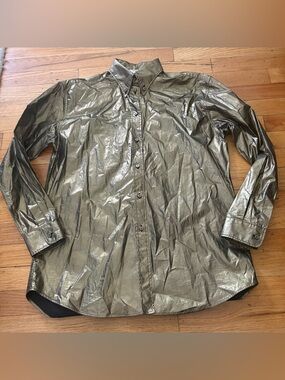 Ports 1961 Metallic Coated Button Down Shirt Size 4